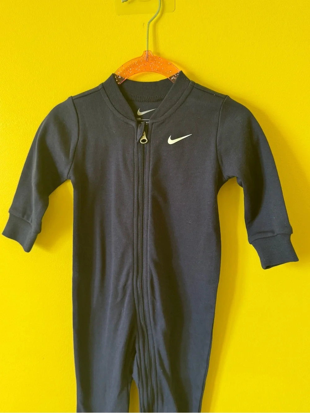 +NWOT Nike Navy Footed Zip Coverall Sleeper Swoosh Baby 0-6M